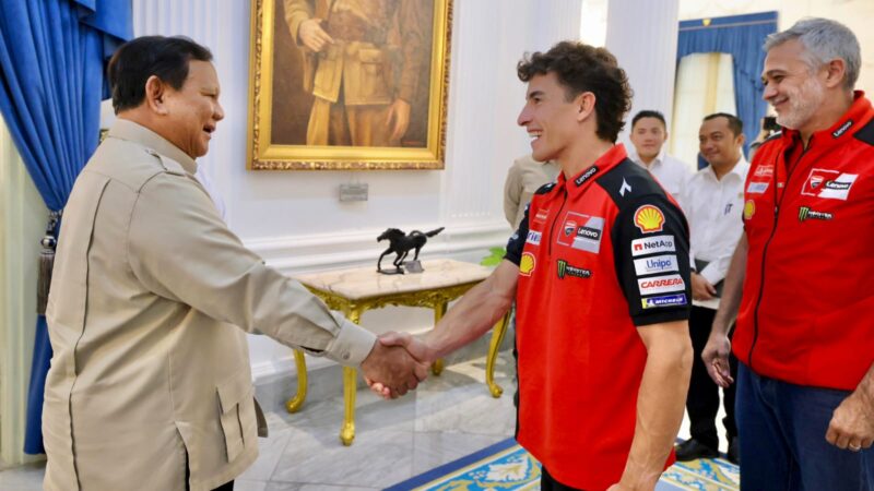 Presiden Prabowo Subianto menyambut juara dunia MotoGP Marc Márquez di Istana Negara, bahas sport tourism dan Mandalika.